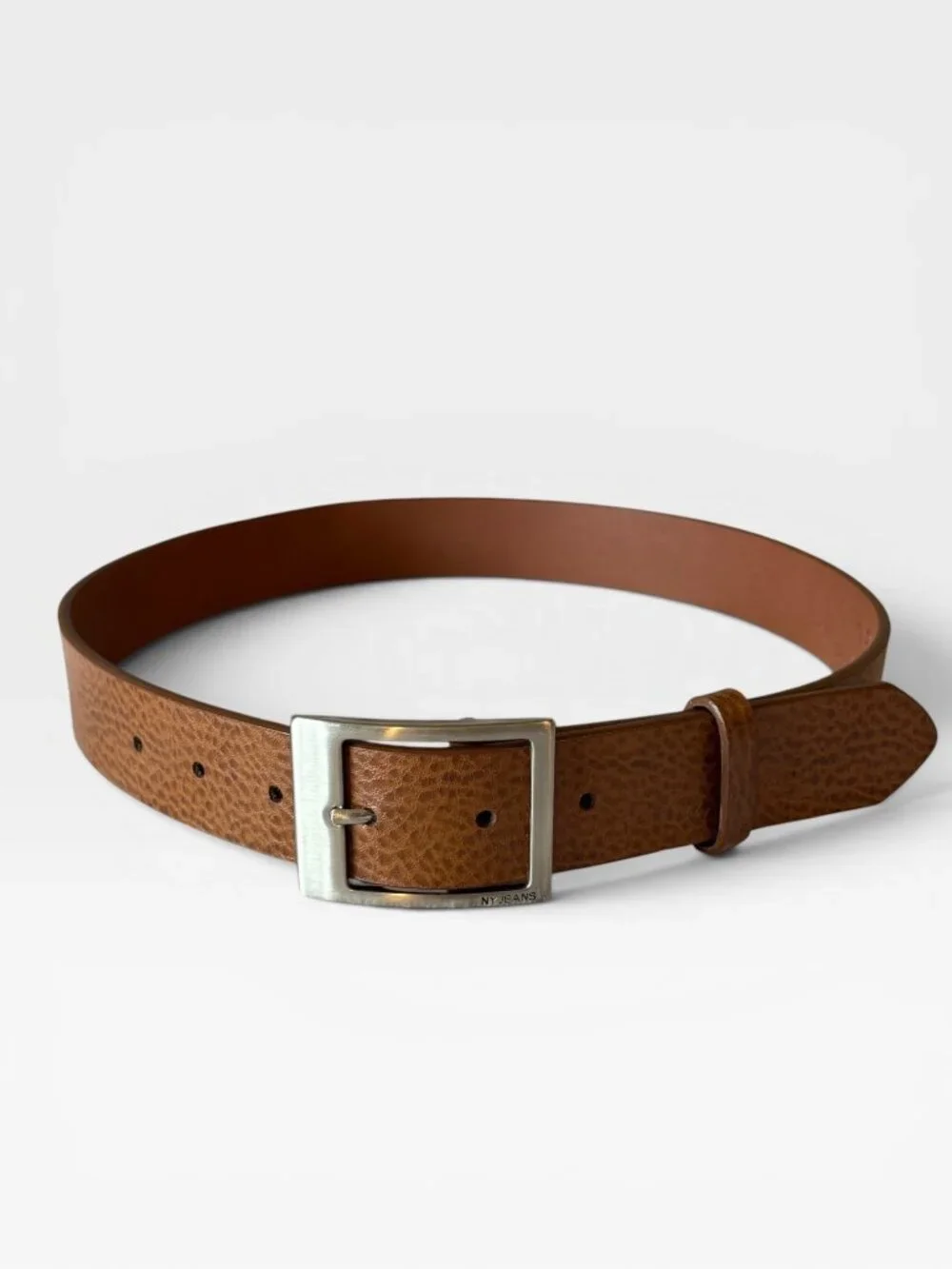 New York & Company Brown Textured Belt Silver Buckle Size Medium 37”